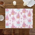 thumbnail image 4 of Children's Day Pink Dream Castle Balloons Placemats Set of 4,Wipeable Washable Table Mats for Dining Tables, Blue Cloud Place Mats for Kitchen Event Party Tabletop Decor, 4 of 9