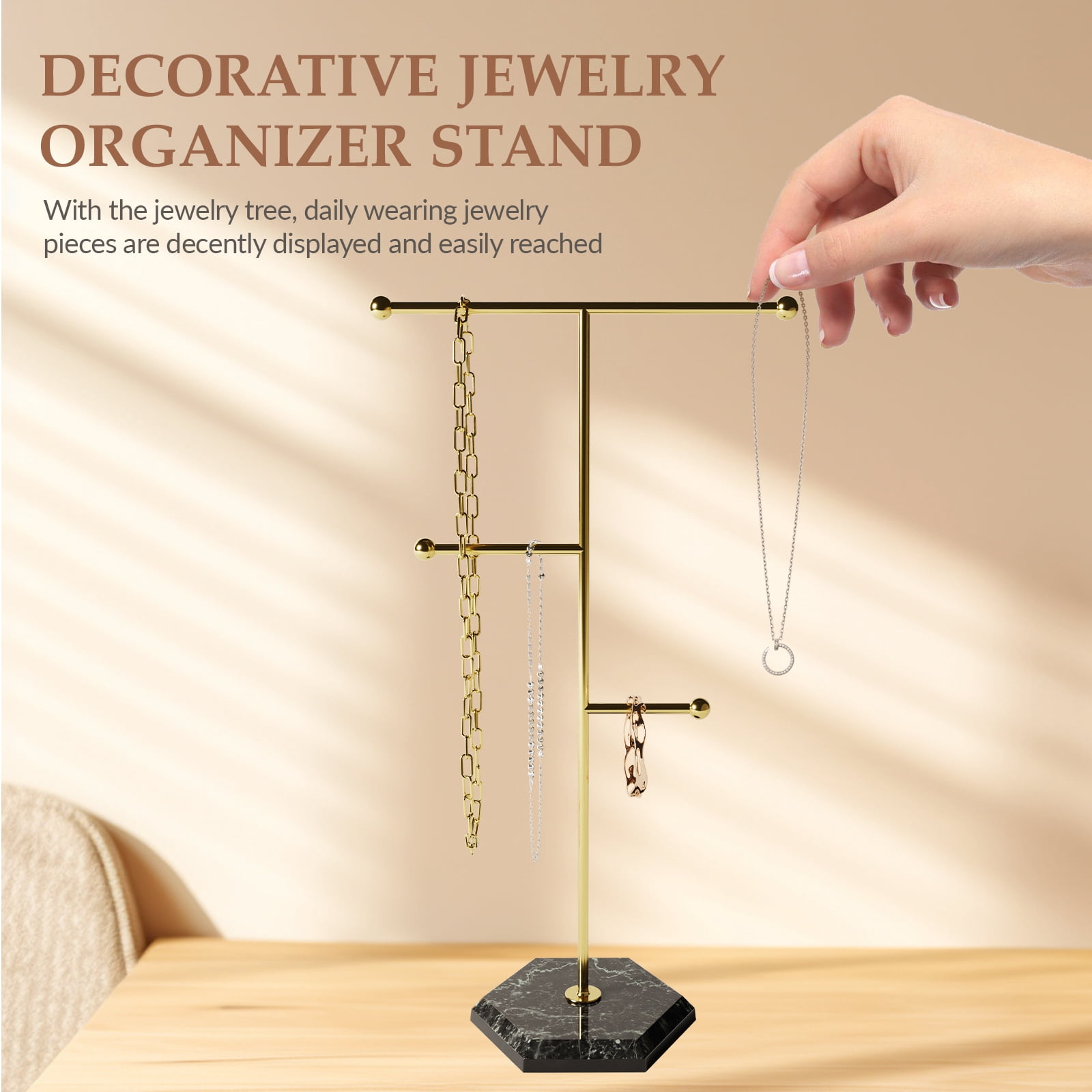 Segolike Jewelry Stand Display Jewelry Display Rack Hanger Jewelry Organizer for Jewelry Hooks Jewelry Store Shopping Mall Gold