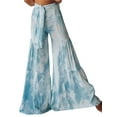 thumbnail image 3 of Luiryar Boho High Waist Pants for Women Floral Print Wide Leg Pants Loose Casual Tie Waist Palazzo Pants Beach Trousers, 3 of 9
