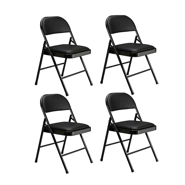 Vebreda Set of 4 Folding Chairs Fabric Upholstered Padded Seat Metal