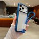 thumbnail image 1 of For iPhone 17 Pro Max Case TPU + PC Transparent Protective Phone Cover with Wrist Strap - Dark Purpl, 1 of 5