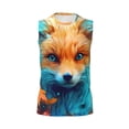 thumbnail image 6 of Lsque Fiery Red Maple Leaf Fox Print Men's Cotton Blend Sleeveless Muscle Shirts (S-3XL)- Moisture Wicking, Odor Protection, UPF 30+,X-Large, 6 of 8