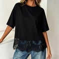thumbnail image 2 of RMGVDSD Womens Summer Tops Lace Round Neck Loose Fit Casual Tee Shirts Basic T-Shirts Top Soft Comfortable Breathable Blouses Versatile T-Shirts, 2 of 6