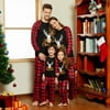PatPat Christma Family Matching Pajamas Set,2Piece Reindeer and Plaid Printed Long Sleeve Tee and Pyjamas Bottom Loungewear Baby Jumpsuit Onesise,Flame Resistant