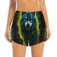thumbnail image 2 of Gaeub Fluorescent Wolf Print Women's Athletic Shorts,High Waisted Running Shorts,Pocket Sporty Short,Gym Elastic Workout Shorts-Medium, 2 of 7