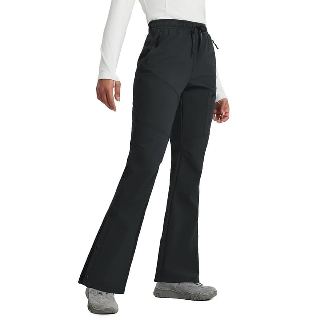 Pantalón impermeable térmico de forro polar para mujer baleaf, negro, talla S