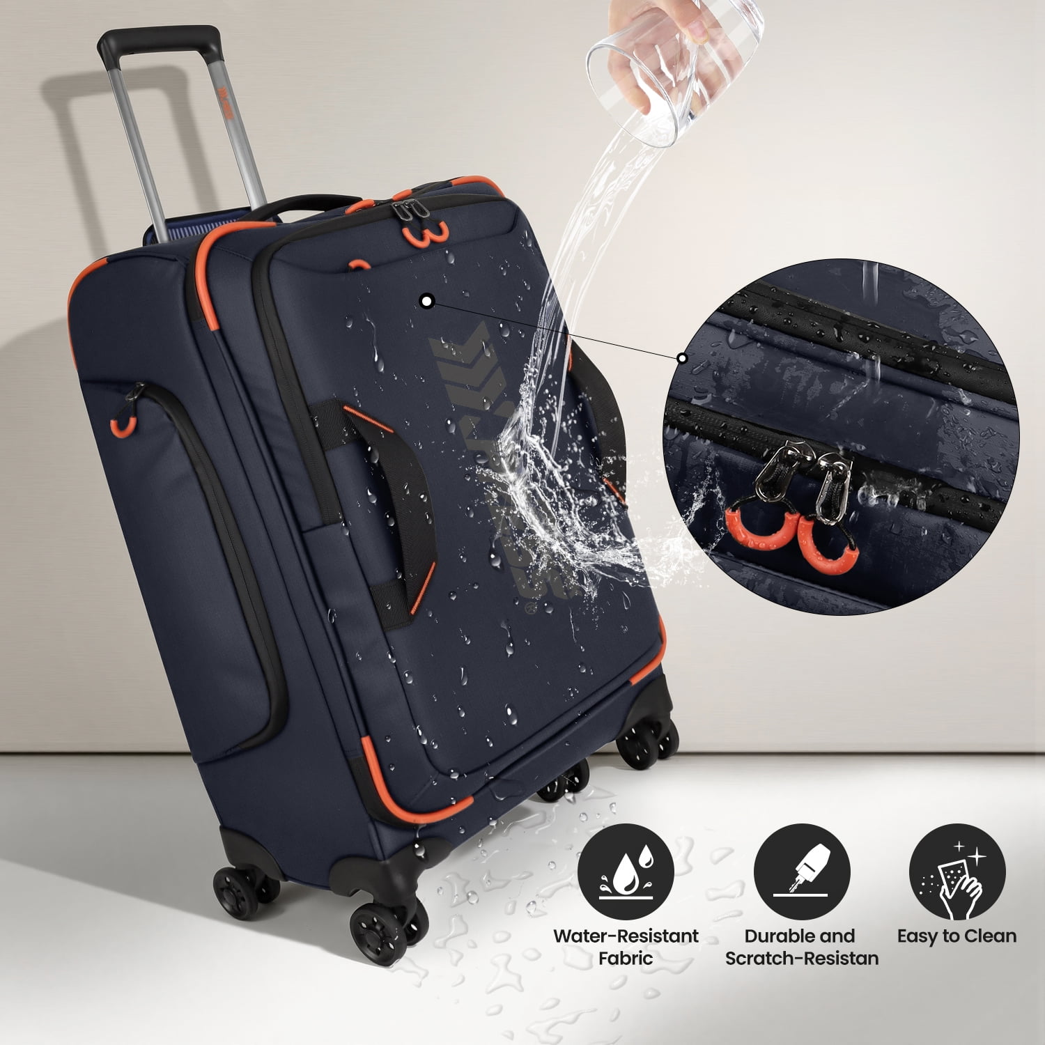 New York Xpress 2-Piece Softside Luggage Set, 22/30 inch Lightweight Water-Resistant Upright Suitcase for Men Women, Blue - TA8353