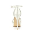 thumbnail image 2 of BLISSFUL STEP Women's Satin Knot Platform Stiletto Heel Sandals White 7, 2 of 7