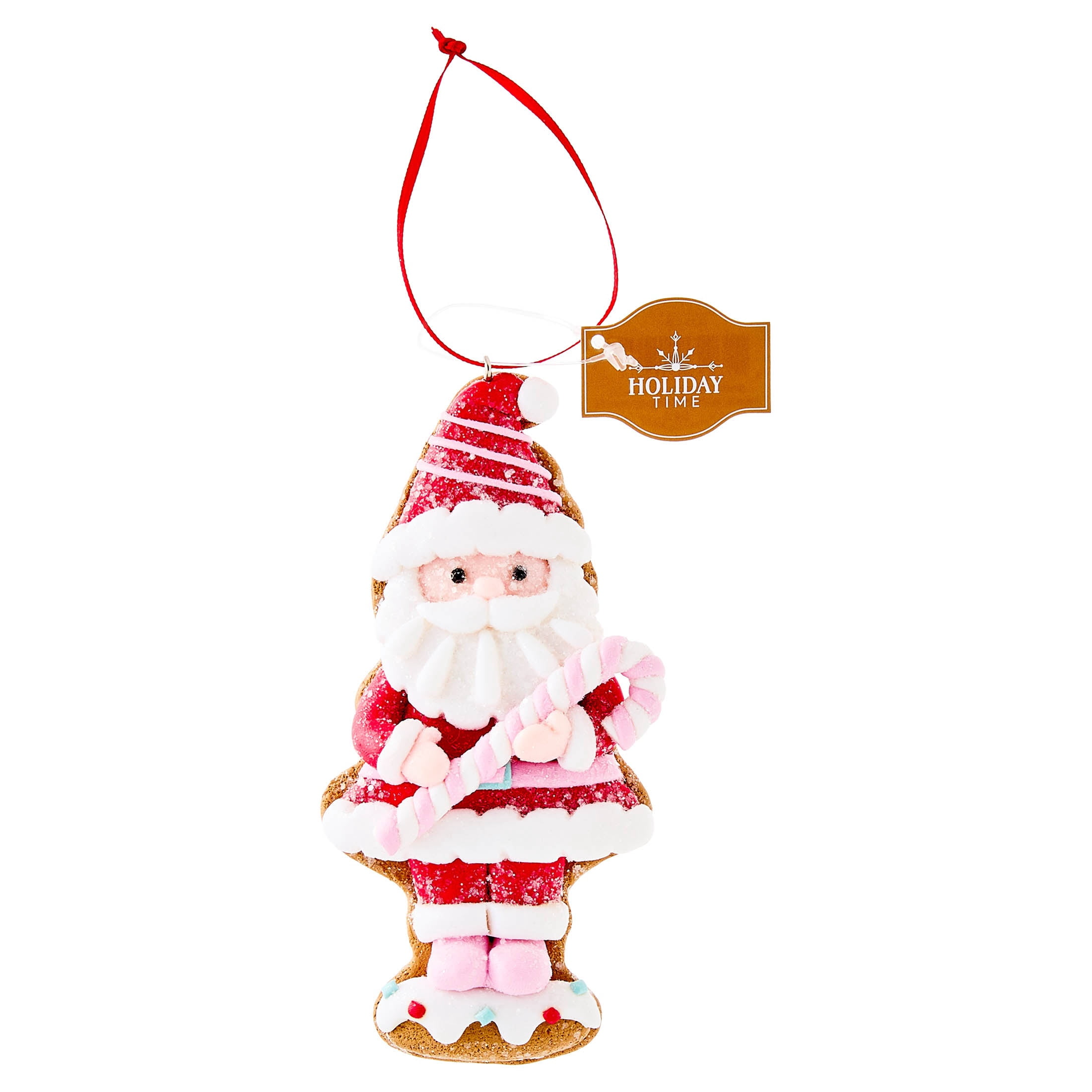 Multicolor Clay Dough Gingerbread Santa Christmas Ornament, 5", by Holiday Time