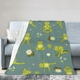 thumbnail image 1 of DouZhe Ultra-Soft Micro Fleece Lightweight Flannel Bed Blanket, Funny Cute Yoga Frogs Print Cozy Warm Throw Blankets, 80"x60", 1 of 7