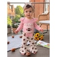 thumbnail image 4 of Cjfdfy Newborn Baby Girl Game Day Outfit Football Embroidery Long Sleeve Romper And Flared Pants Headband 3Pcs Infant Cute My First Football Season Fall Winter Clothes 0-18M, 4 of 9