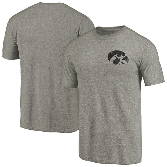 Men's Gray Heather Iowa Hawkeyes Left Chest Distressed Logo Tri-Blend T-Shirt