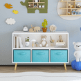 thumbnail image 3 of Kids Bedroom Furniture Kids bookcase with Collapsible Fabric Drawers, Children's Book Display, Toy Storage Cabinet Organizer, White/Blue,Baby Cribs, 3 of 16