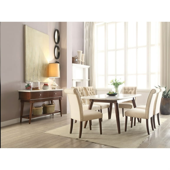 Ergode Dining Table White Marble & Walnut