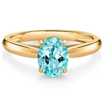 Gem Stone King 10K Yellow Gold Blue Apatite Solitaire Engagement Ring for Women (1.20 Cttw, Oval 8X6MM, Gemstone Birthstone, Available in Size 5, 6, 7, 8, 9)