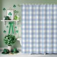 thumbnail image 3 of Shower Curtain, Blue White Plaid Waterproof Shower Curtain Set with Hooks for Bathroom Showers,Stalls and Bathtubs,36x72In Geometric Plaid Art, 3 of 9