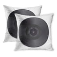 thumbnail image 1 of BOSDECO Housse de Coussin Disque Vinyle Musique Label Noir 18x18 Pouces Lot de 2, 1 of 1