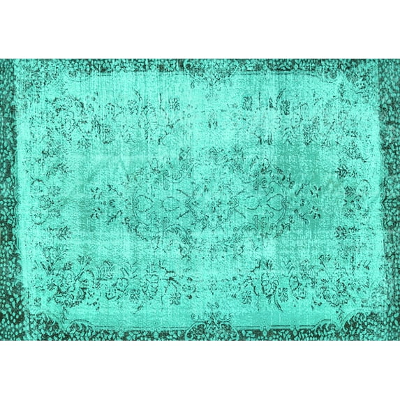 Ahgly Company Indoor Rectangle Abstract Turquoise Blue Contemporary Area Rugs, 2' x 3'