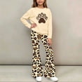 thumbnail image 4 of Cethrio Girls Graphic Outfit Sets, Spring Fall Long Sleeve 2 PC Casual Girls' Clothing Sets Beige Size 5-6 T, 4 of 7
