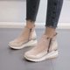 thumbnail image 2 of Amzcrzy Zapatos de mujer,Zapatos de mujer,Zapatillas de mujer, Botas retro de color liso con suela gruesa y tacón alto, punta redonda y estilo casual para mujer. Sandalias Mujer Zapatillas De Casa, 2 of 5