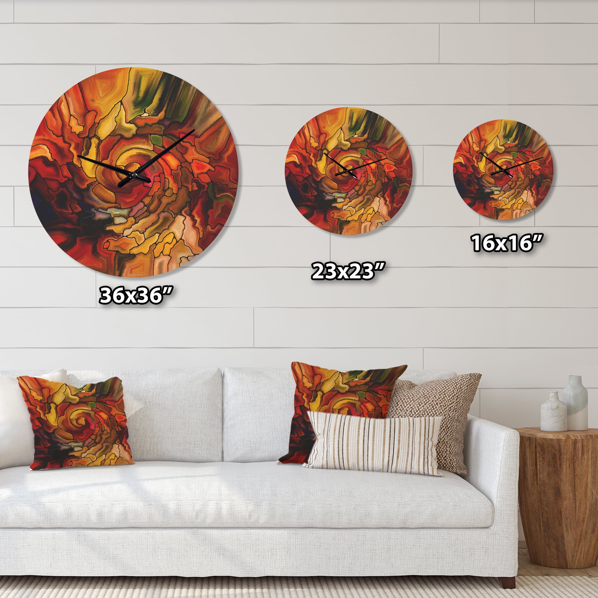 Designart 'Illusions of Rainbow Stained Glass ' Modern Wood Wall Clock