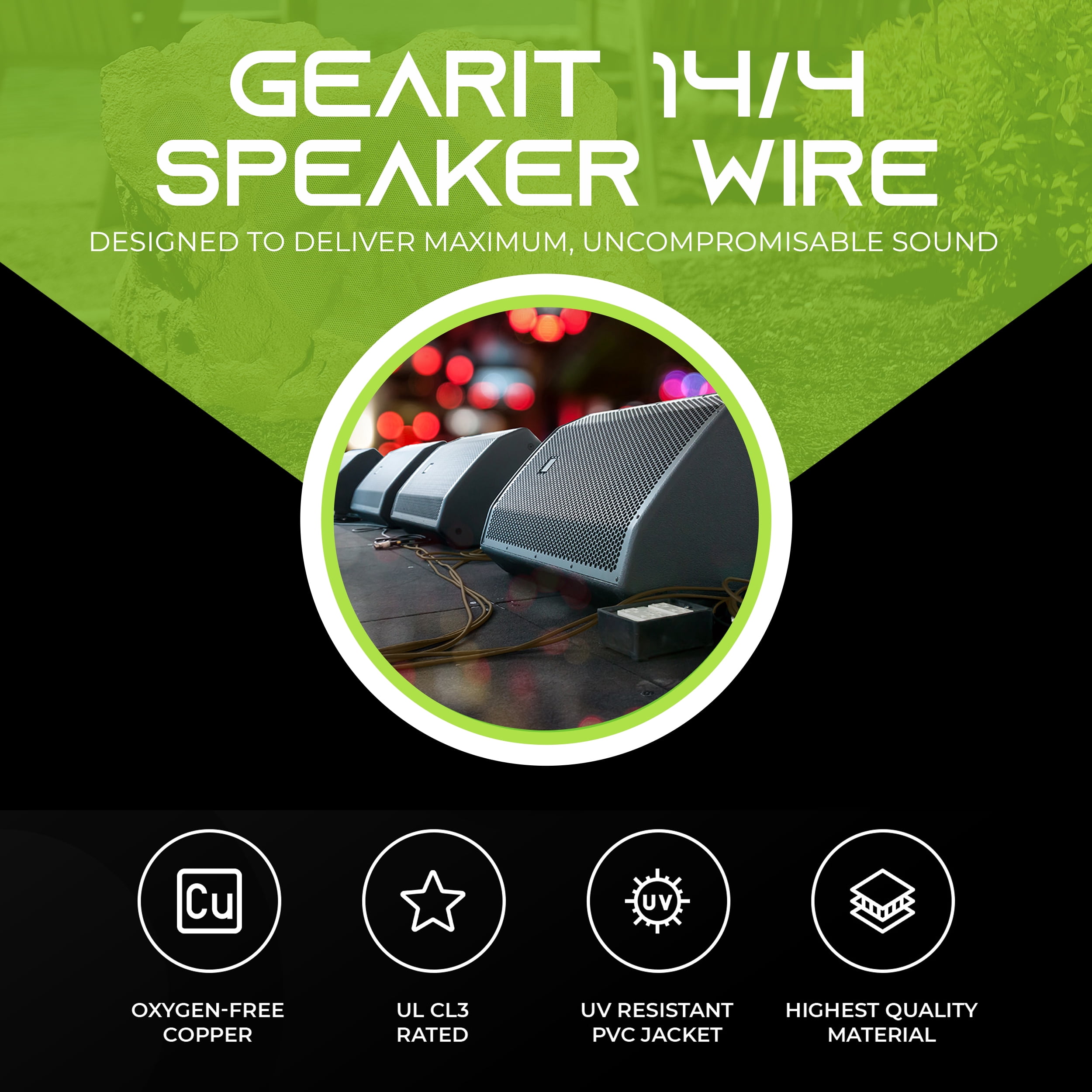 GearIT 14/4 Speaker Wire (100 Feet) 14AWG Gauge, Brown 4-Conductors / Outdoor Direct Burial in Ground / in Wall / CL3 CL2 Rated - OFC Oxygen-Free Copper, Brown 100ft
