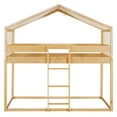 thumbnail image 4 of Harper & Bright Designs Twin over Twin House Bunk Bed with Beige Tent, Twin Size Bunk Beds with Ladder for Girls Boys, Natural, 4 of 13