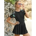 thumbnail image 2 of IDOPIP Women Short Sleeve One Piece Rash Guard Modest Swimsuits Dress Zipper Bathing Suit Skirt with Short, 2 of 7
