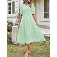 thumbnail image 2 of Vestido midi de encaje con mangas abullonadas y cuello redondo para mujer (verano 2023), 2 of 5