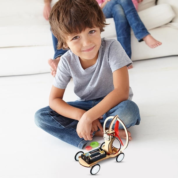 Coche De Viento Eléctrico De Madera, Kit DIY Para Experimentos De Ciencia, Motor Y Hélice, Educativo Para Niños Y Niñas