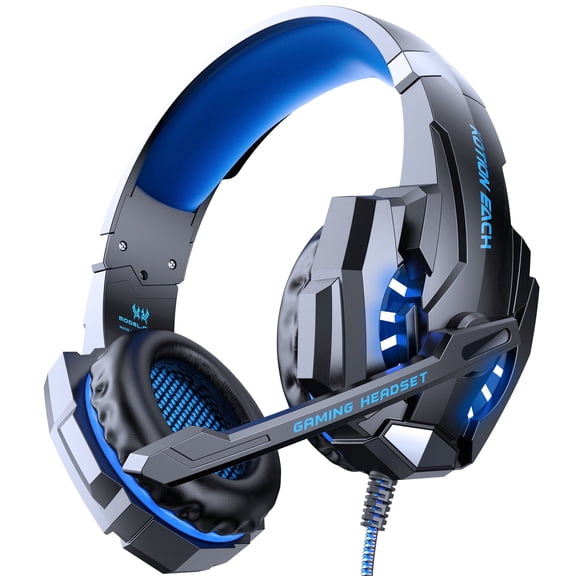 Gaming Headset with Microphone, Compatible with PS4 PS5 Xbox One PC Laptop, Over-Ear Headphones with LED Light, Noise Canceling Mic, 7.1 Stereo Surround Sound,Soft Earmuffs for Nintendo Series X|S
