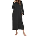 thumbnail image 3 of SWSMCLT Women's Zip Up House Coat Long Robe Long Sleeve House Coat Sleepwear Fall Zipper Pocket Soft Spring Stretchy Black Medium, 3 of 4