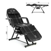 Artist Hand Recliner Massage Table Facial Lash Bed Salon Tattoo Chair with 2 Trays (Black)