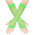 thumbnail image 1 of Guantes de mujer de color sólido de red de pesca fina, elásticos, huecos, largos, guantes de poliéster para mujer, 1 of 3