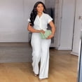 thumbnail image 4 of AURA Plus Size Women Two Piece Outfit Summer Casual Solid Top High Waist Pants Set, 4 of 7