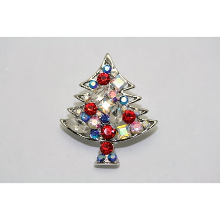 Rhinestone Christmas Tree Pin, Brooch and Pendant Options, Holiday Fashion Jewelry