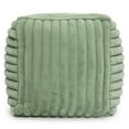 thumbnail image 1 of Gouchee Home Raya Cube Pouf Ottoman or Footrest, Sage, 16" x 16" x 16", Faux Fur Cover, Polystyrene Bead Filling, 1 of 5