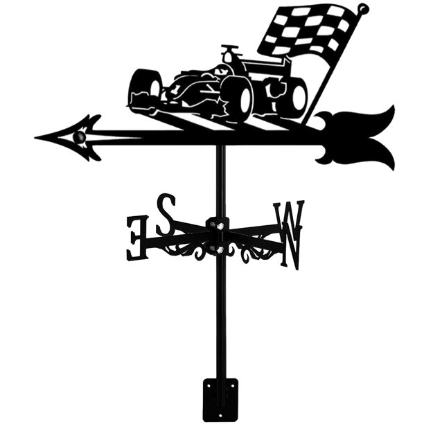 Metal Weathervane Racing Car Weather Vane Outdoor Roof Yard Decor