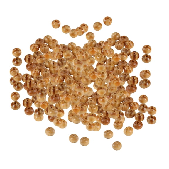 DESIGNICE 500 Pieces 6mm Small Striped Round Wooden Beads Wood Spacer Bead for Making Macrame Crafting Hair Accessories Hair Beads