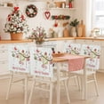 thumbnail image 3 of Merry Christmas Chair Back Covers Set of 8, Winter Floral Bird on Blooming Tree Red Green Stretch Dining Chair Back Slipcovers Removable Seat Cover for Kitchen Restaurant Hotel Cafe, 3 of 9