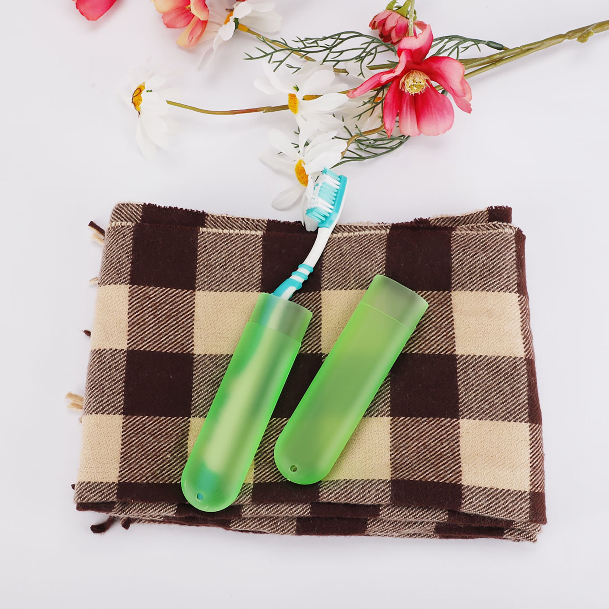 Green Plastic Toothbrush Case Portable Traveling Camping Toothbrush