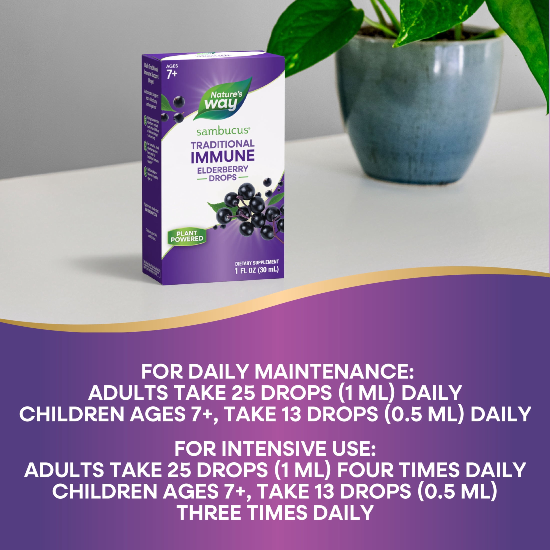 Nature's Way Sambucus Elderberry Drops, 100 mg per Serving, 1 Fl. Oz
