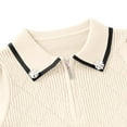thumbnail image 7 of CYRBOKO Toddler Girls Zipper Sweaters, Long Sleeve Comfy Cotton Lapel Pullover Sweaters Beige Size 7-8 T, 7 of 7