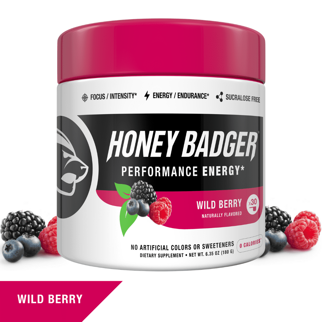 Honey Badger Vegan Keto Pre Workout Wild Berry Natural Paleo Sugar