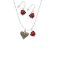 thumbnail image 2 of Delight Jewelry Two-tone Alligator Print Heart Red Lucky Ladybug Necklace and Dangle Earrings Set, 2 of 6