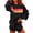 Black, variant on Retro Striped Lounge Set for Women, Long Sleeve Crewneck Sweatshirt & Elastic Waist Shorts - Fall Casual Two Piece Outfit Pink S