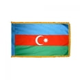 thumbnail image 1 of 3x5' DURAWAVEZ AZERBAIJAN NYLON INDOOR FLAG FINISHED WITH POLEHEM AND GOLD FRINGE, 1 of 1