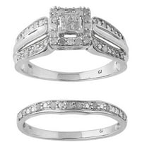 "Forever Bride 0.33ct (J,I3) Round Princess Diamond Engagement Wedding Ring 10K White."