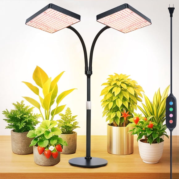 Luz de cultivo FECiDA 2026 de 50 W, 2 cabezales, temporizador y altura ajustable