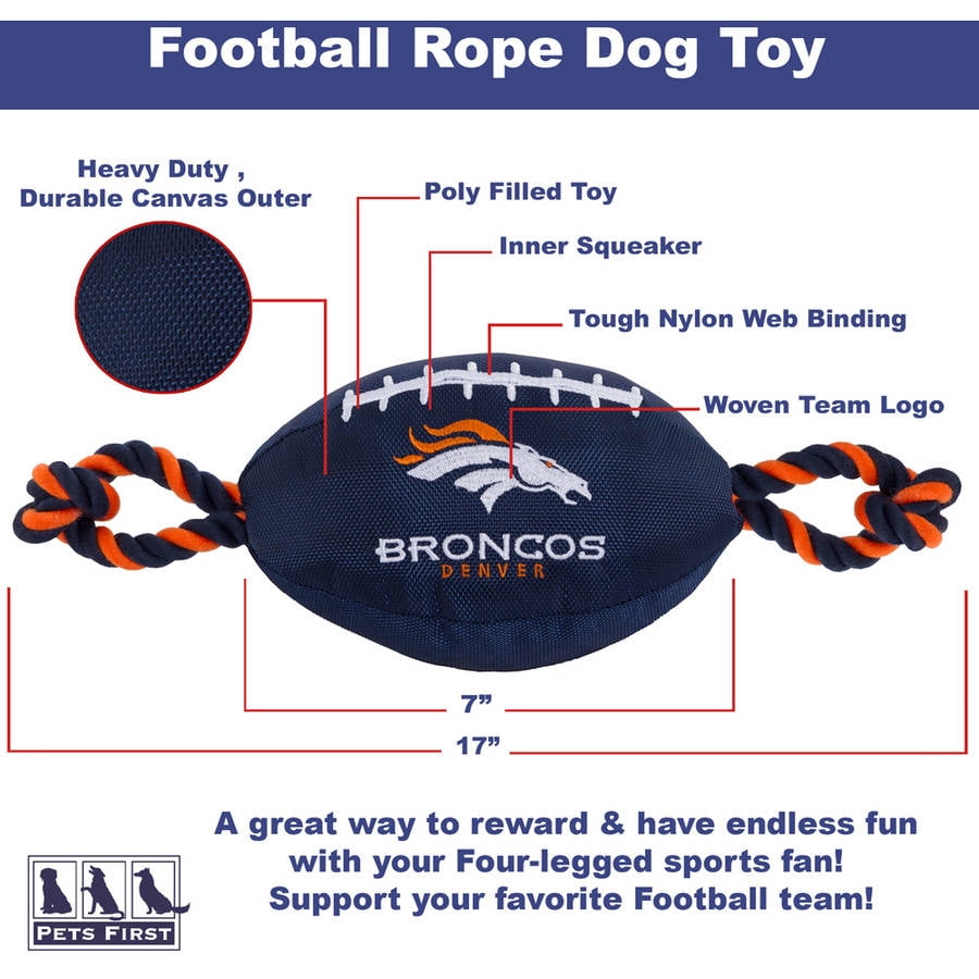Pets First Nfl Denver Broncos Nylon Football-Licensed